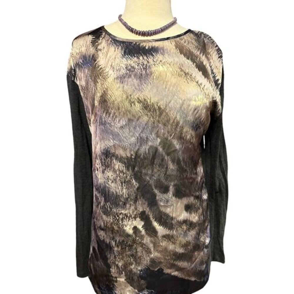 TROUVE Womens Blouse Size Small L Black Deco Print